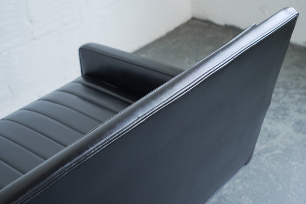 Milo Baughman-Style Pleated Vinyl Sofa