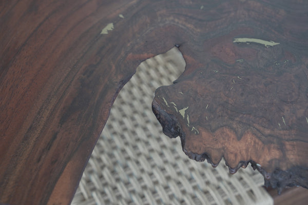 Live Edge Side Table with Woven Shelf