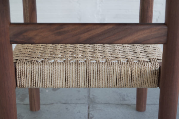 Live Edge Side Table with Woven Shelf