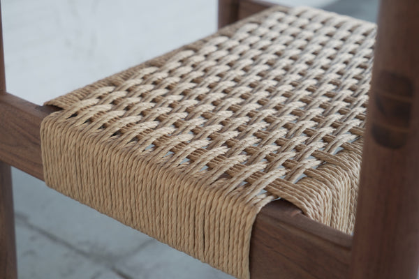 Live Edge Side Table with Woven Shelf