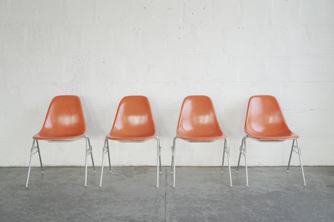 Eames Orange Fiberglass Shell Chairs