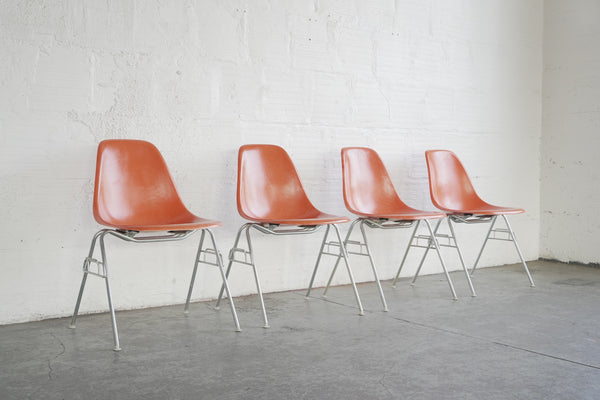 Eames Orange Fiberglass Shell Chairs