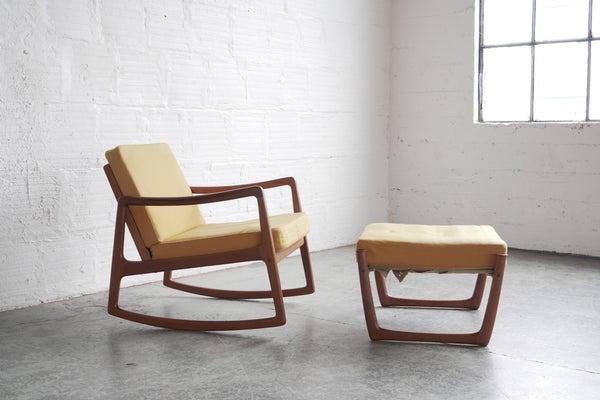 Ole Wanscher for France & Søn Rocker and Ottoman