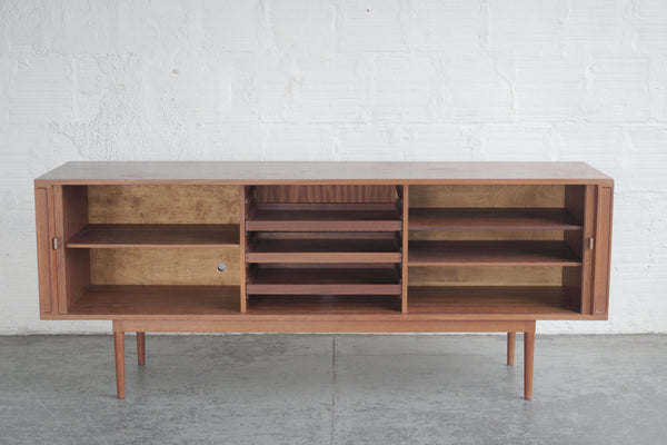 Svend Aage Larsen Teak Credenza with Tambour Doors