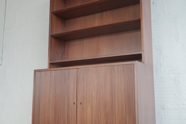 Walnut and Oak Bookshelf with Cabinet Unit