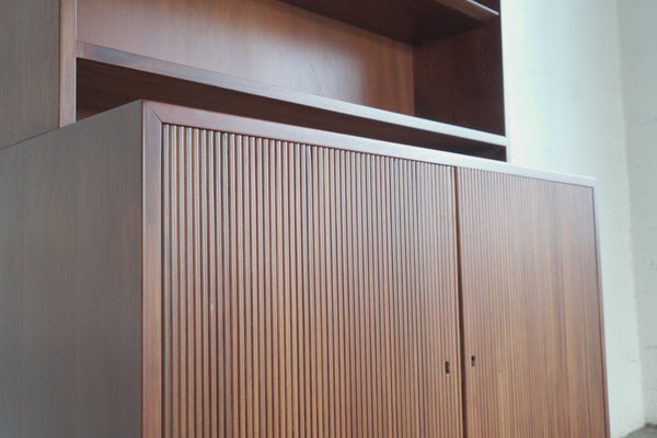 Walnut and Oak Bookshelf with Cabinet Unit