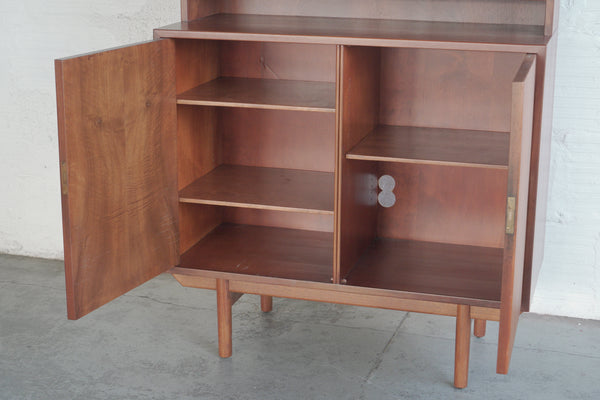 Walnut and Oak Bookshelf with Cabinet Unit