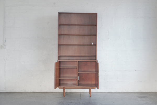 Walnut and Oak Bookshelf with Cabinet Unit