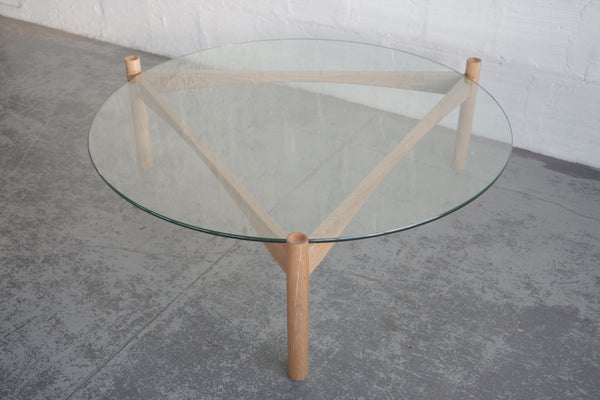 Oak and Glass Round Coffee Table