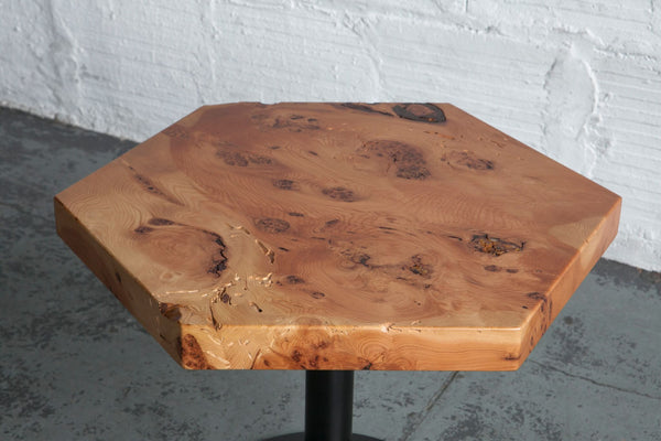 Hexagon Burlwood Side Table